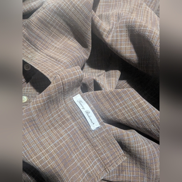 Tommy Bahama Men's Size XL Brown Beige Blue Striped Long Sleeve Button Up Shirt - Picture 11 of 14